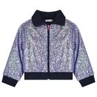 Girls Navy Blue Embellished Jacket, 1, hi-res