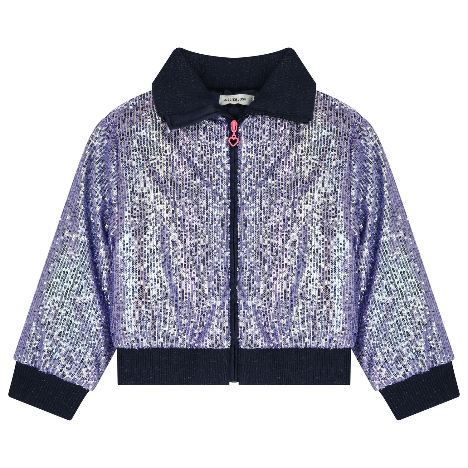 Girls Navy Blue Embellished Jacket, 1, hi-res