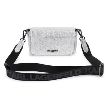 Girls Metallic Silver Ikonik Karl Logo Handbag