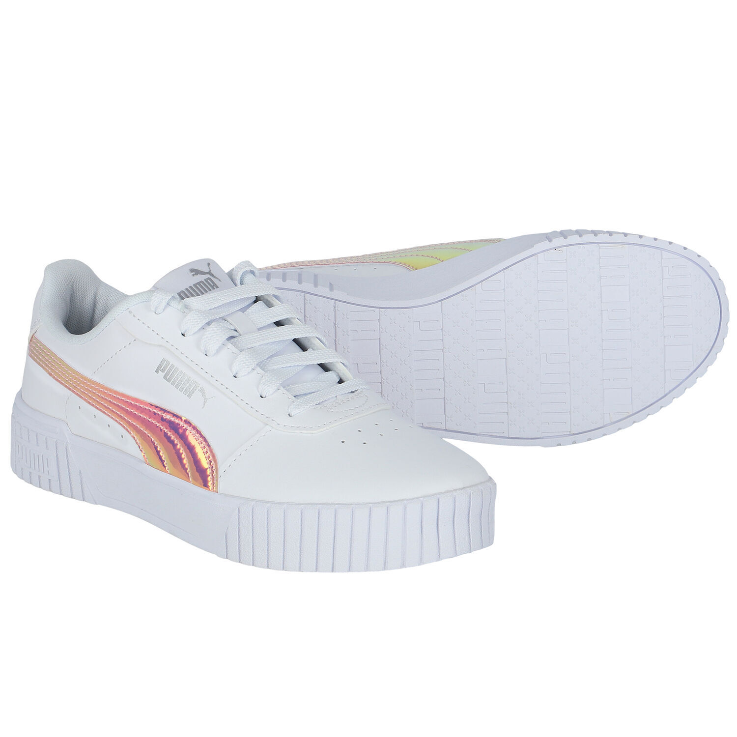 Girls White Carina Trainers, 1, hi-res