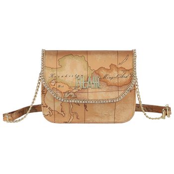 Girls Beige Embellished Geo Map Logo Handbag