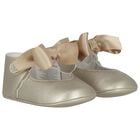 Baby Girls Gold Bow Pre Walker Shoes, 3, hi-res