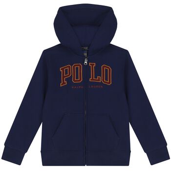 Ralph Lauren Boys Navy Blue Logo Hooded Zip Up Top, 2 Boys Navy Blue Logo Hooded Zip Up Top