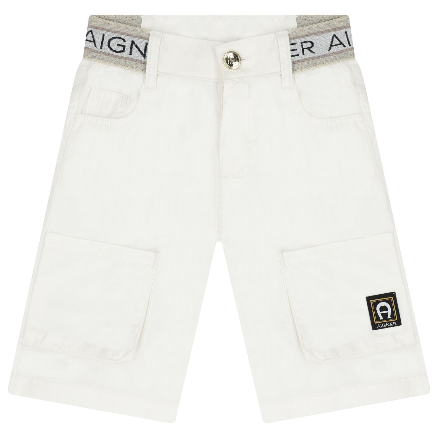 Boys White Logo Shorts, 1, hi-res