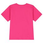Girls Pink Teddy Bear Logo Long Sleeve Top, 5, hi-res