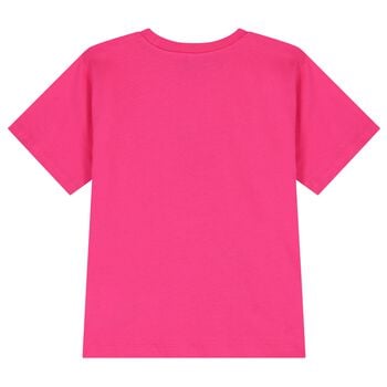 Girls Pink Teddy Bear Logo Long Sleeve Top