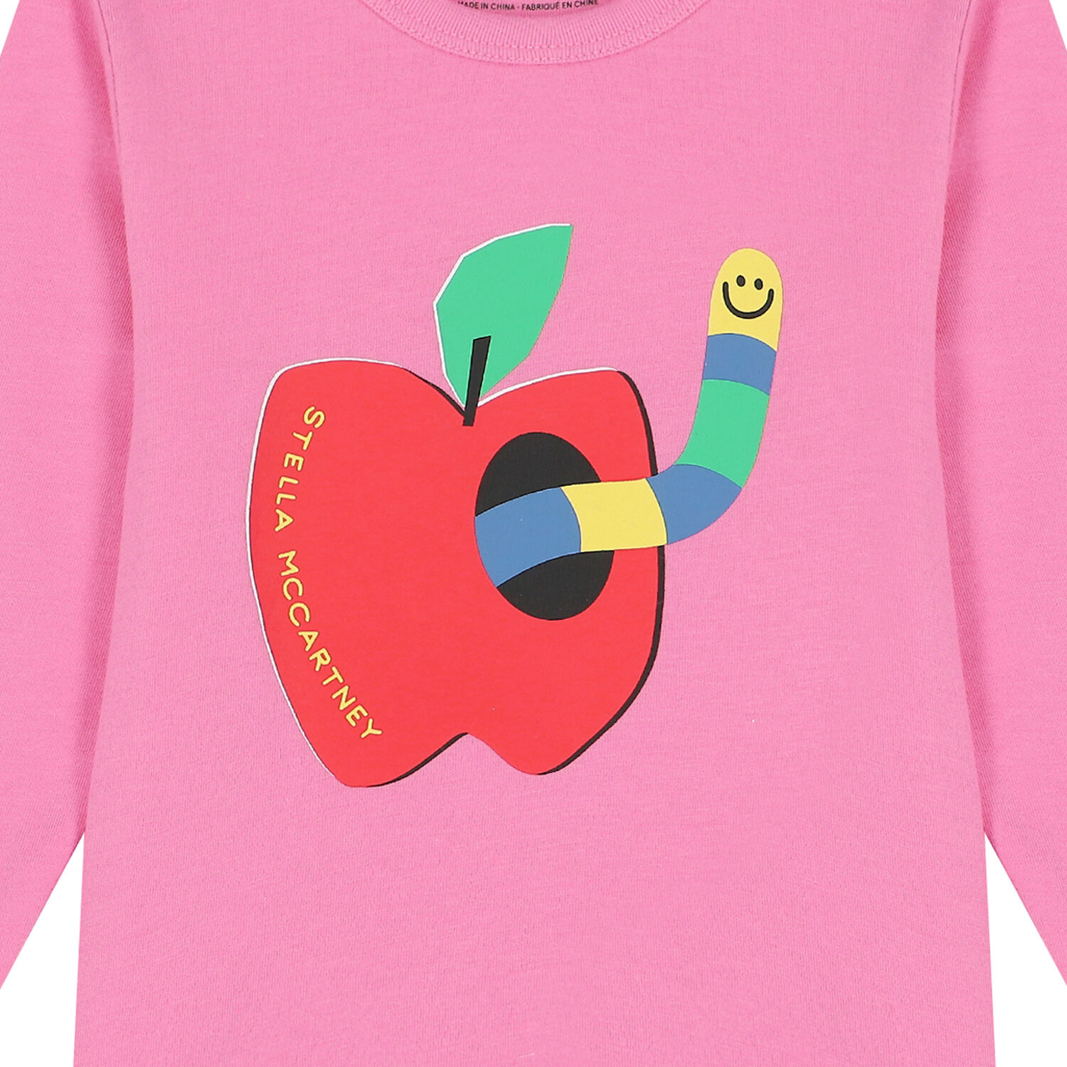 توب باكمام برسمة التفاحة باللون الوردي للبنات , 1, hi-res image number null