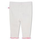 Younger Girls White & Pink Heart Leggings , 1, hi-res