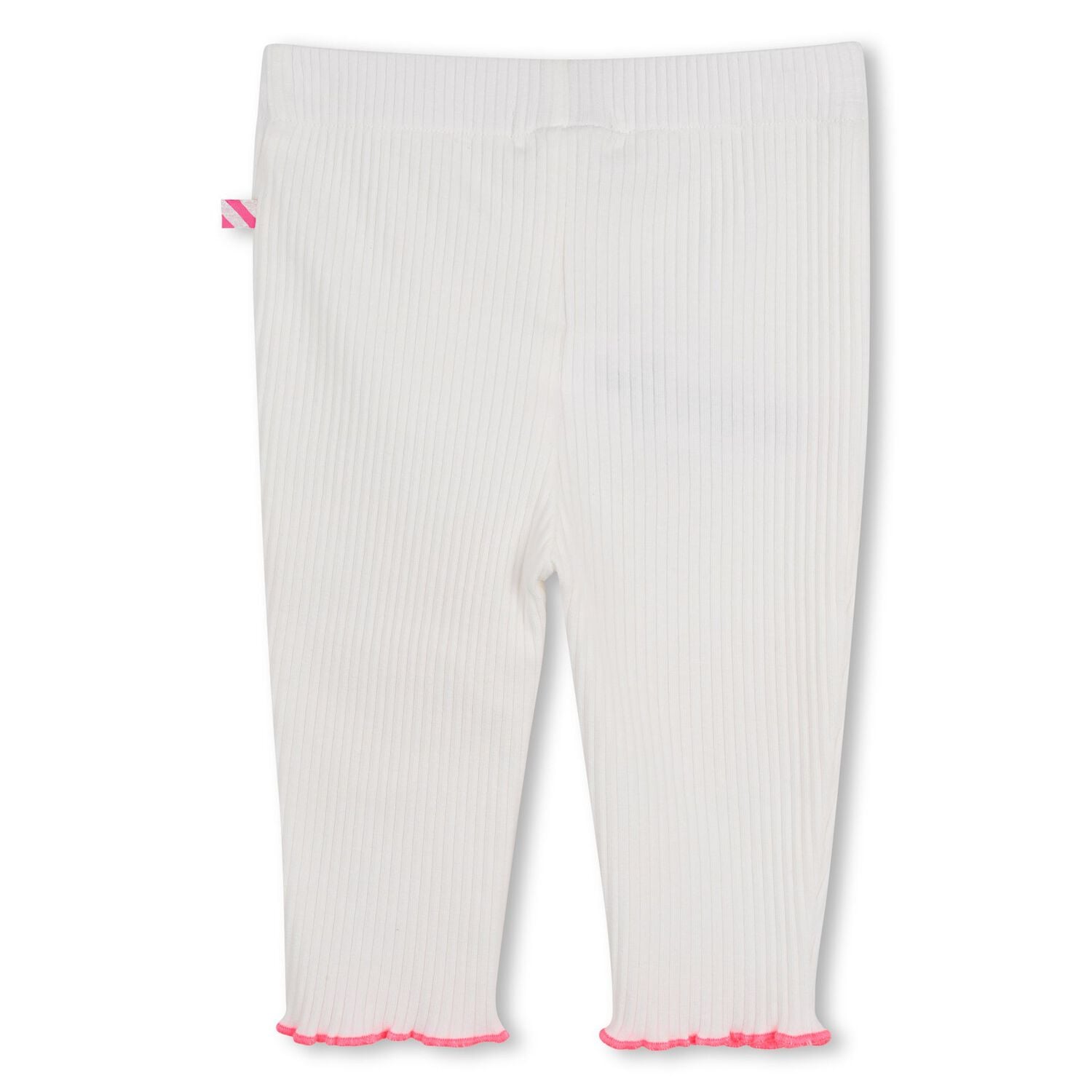 Younger Girls White & Pink Heart Leggings , 1, hi-res
