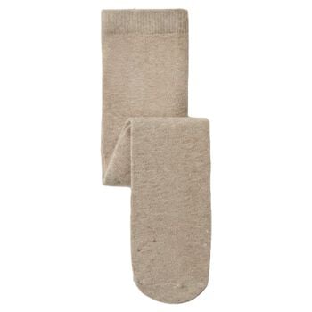 Younger Girls Beige & Gold Heart Tights