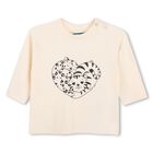 Younger Girls Beige Tiger Long Sleeve Top, 1, hi-res