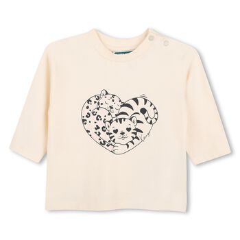 Younger Girls Beige Tiger Long Sleeve Top
