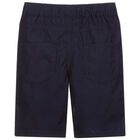 Boys Navy Logo Shorts, 1, hi-res