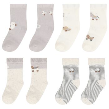Ivory & Grey Socks ( 4 Pack )