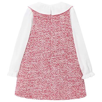 Girls White & Red Bow Dress