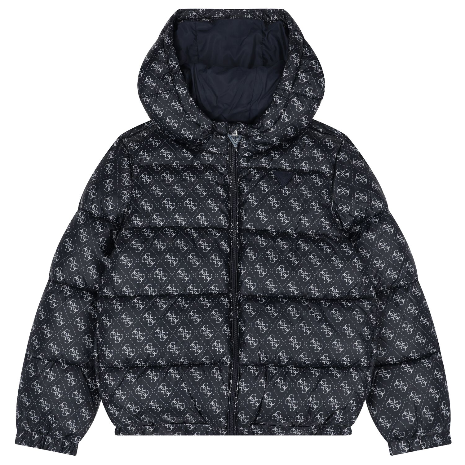 Boys Navy Blue Logo Padded Puffer Jacket, 2, hi-res image number null