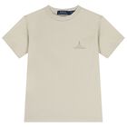Boys Beige Logo T-Shirt, 1, hi-res