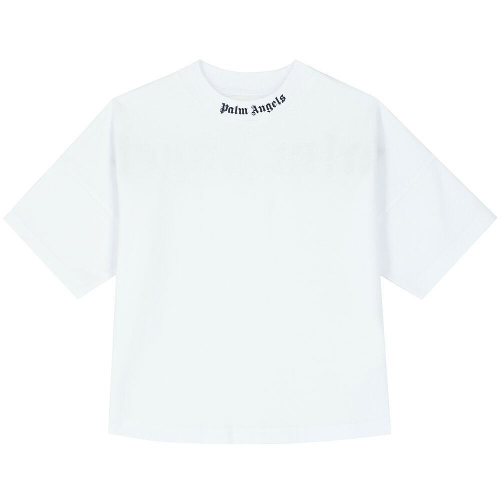 Palm Angels White Logo T-Shirt | Junior Couture