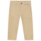 Younger Boys Beige Cotton Chino Trousers, 1, hi-res