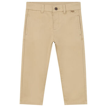 Younger Boys Beige Cotton Chino Trousers