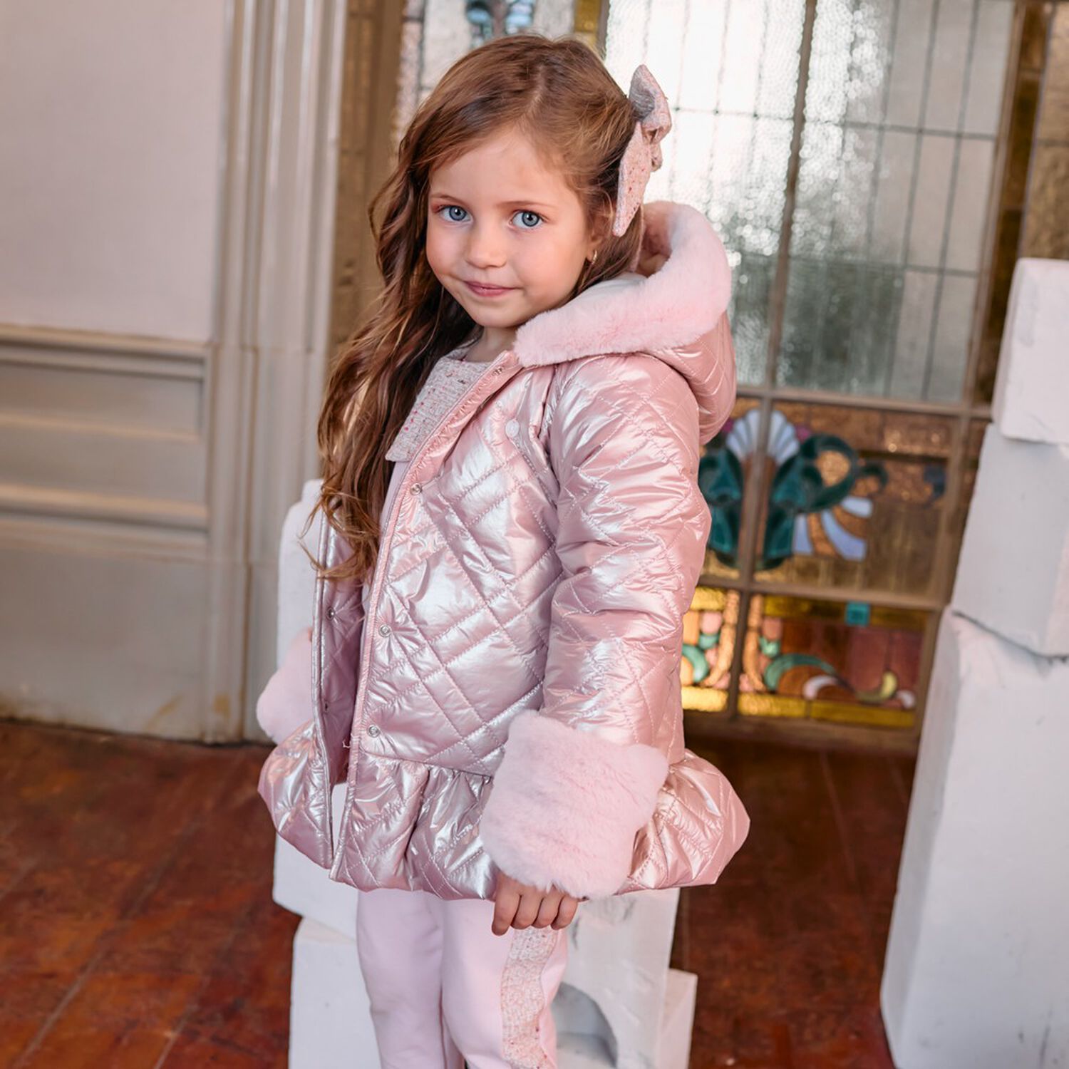 Girls Pink Quilted Puffer Jacket, 1, hi-res