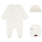 Ivory & Gold Logo Babygrow Gift Set , 1, hi-res
