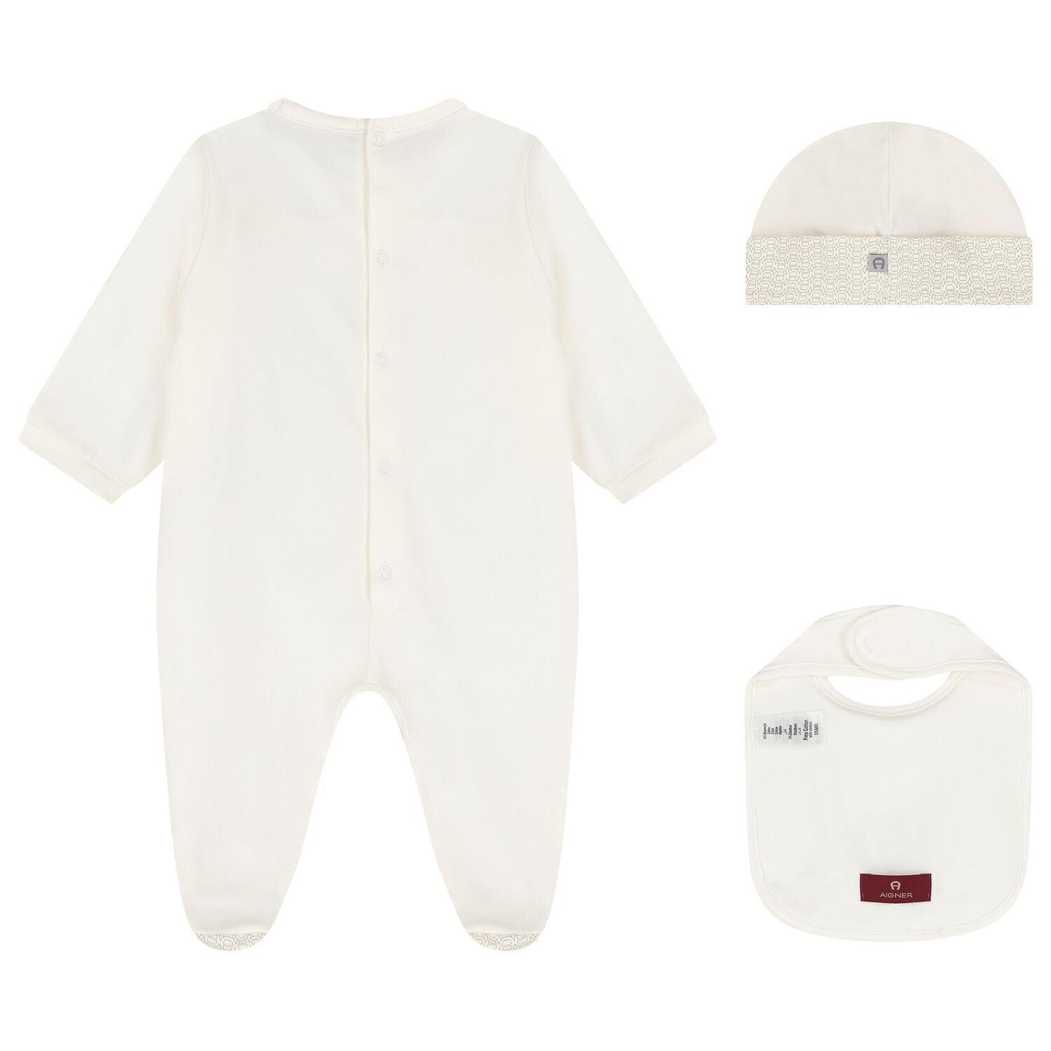 Ivory & Gold Logo Babygrow Gift Set , 1, hi-res