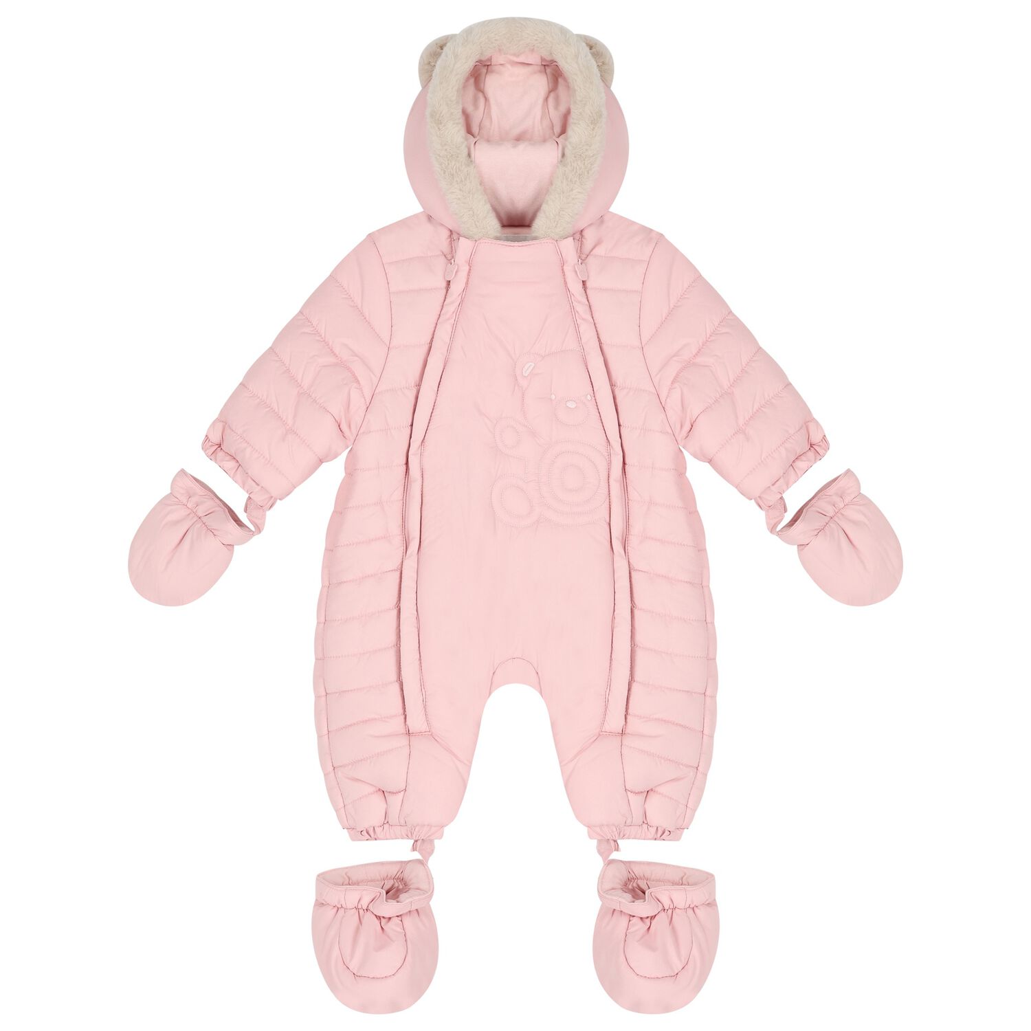 Baby Girls Pink Logo Teddy Bear Snowsuit, 2, hi-res image number null