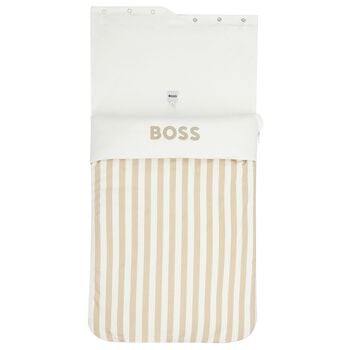 Baby Boys White & Beige Striped Logo Nest