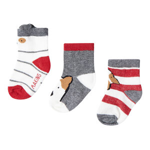 	Baby Boys White, Grey & Red Socks ( 3-Pack )