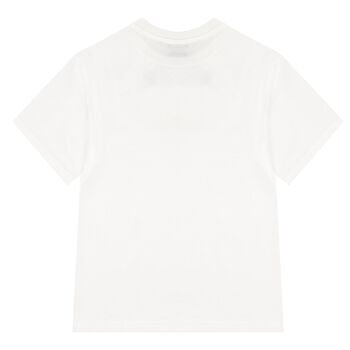 White & Red Majolica Embossed Logo T-Shirt
