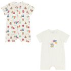 Baby Boys Ivory Teddy Bear Romper ( 2-Pack ), 1, hi-res