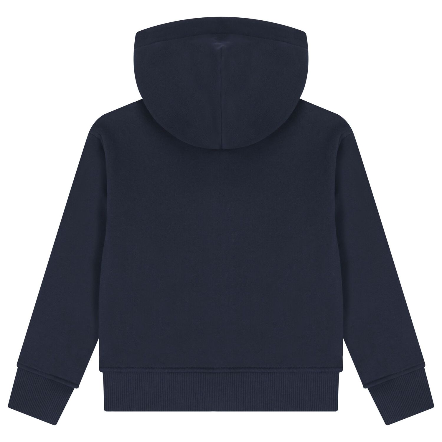 Boys Navy Blue Logo Hooded Zip Up Top, 1, hi-res