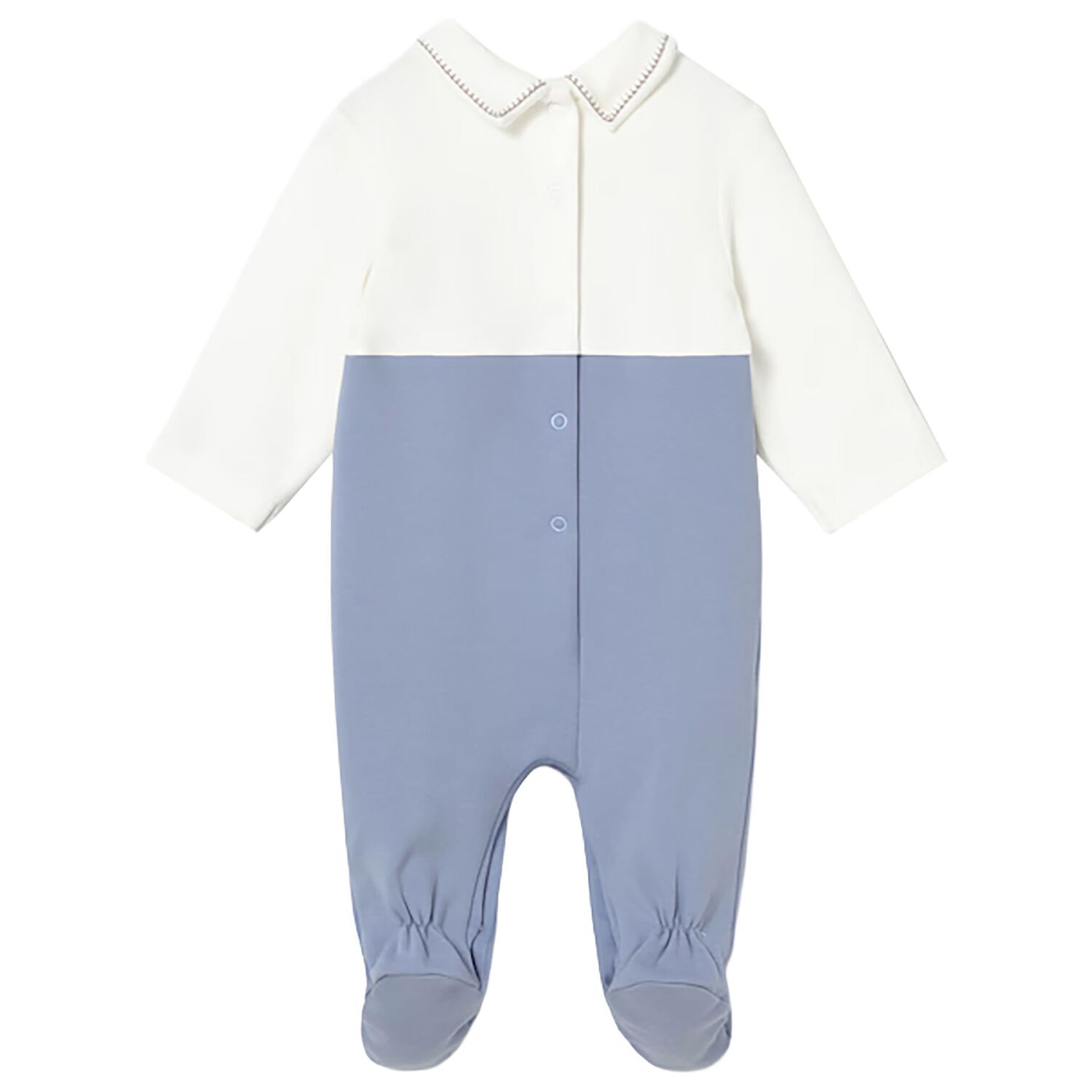 Baby Boys Blue & Ivory Dungaree Babygrow, 1, hi-res