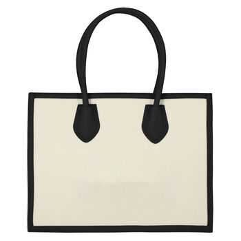 Girls Ivory & Black Logo Tote Bag