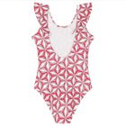 Girls White & Pink Ruffled Swimsuit, 1, hi-res