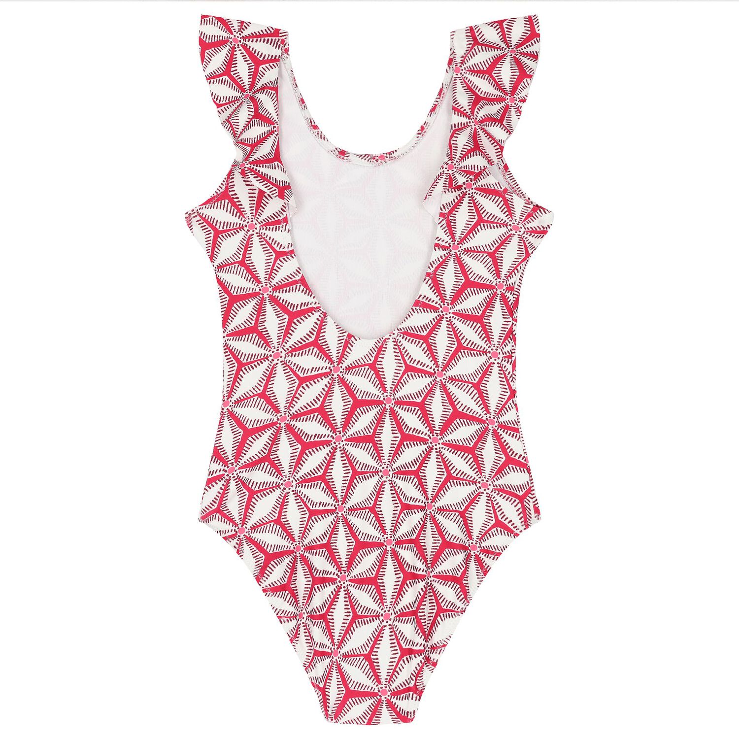 Girls White & Pink Ruffled Swimsuit, 1, hi-res image number null