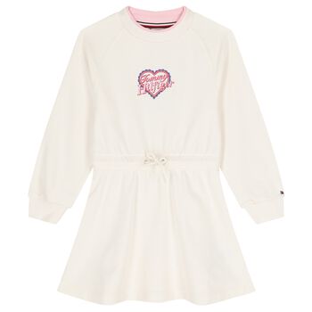 Girls Ivory Logo Dress