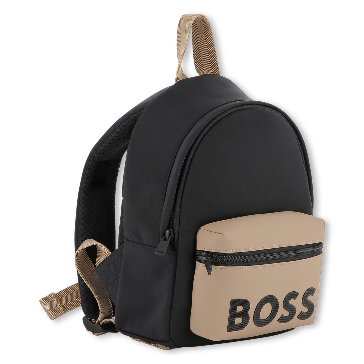 Boys Black & Beige Logo Backpack, 1, hi-res image number null