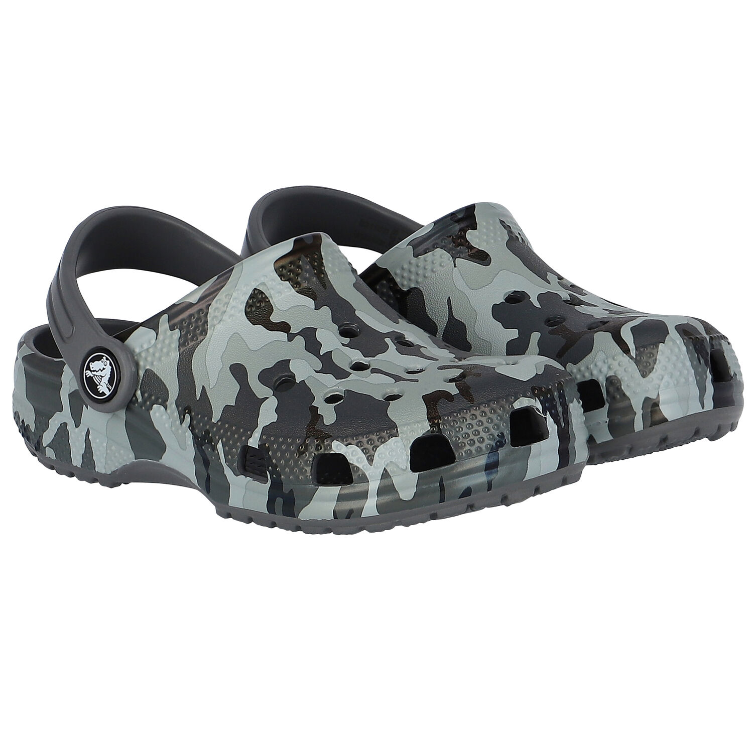 Black & Grey Classic Camo Clogs Sandals, 1, hi-res