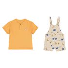 Younger Boys Orange & Beige Safari Dungaree Set, 1, hi-res
