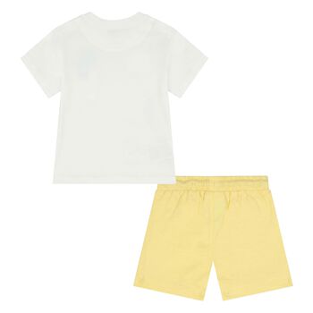 Younger Boys White & Yellow Shorts Set