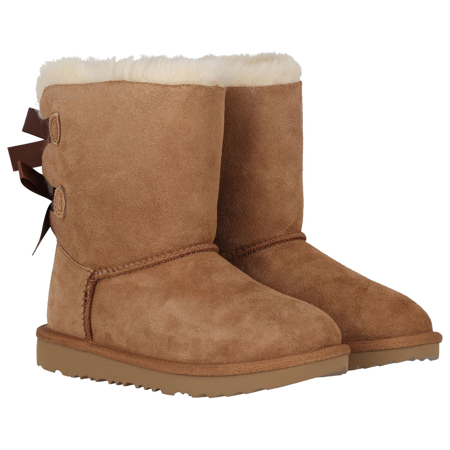 Girls Beige Bailey Bow II Suede Boots, 2, hi-res
