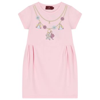 Girls Pink Necklace Logo Dress