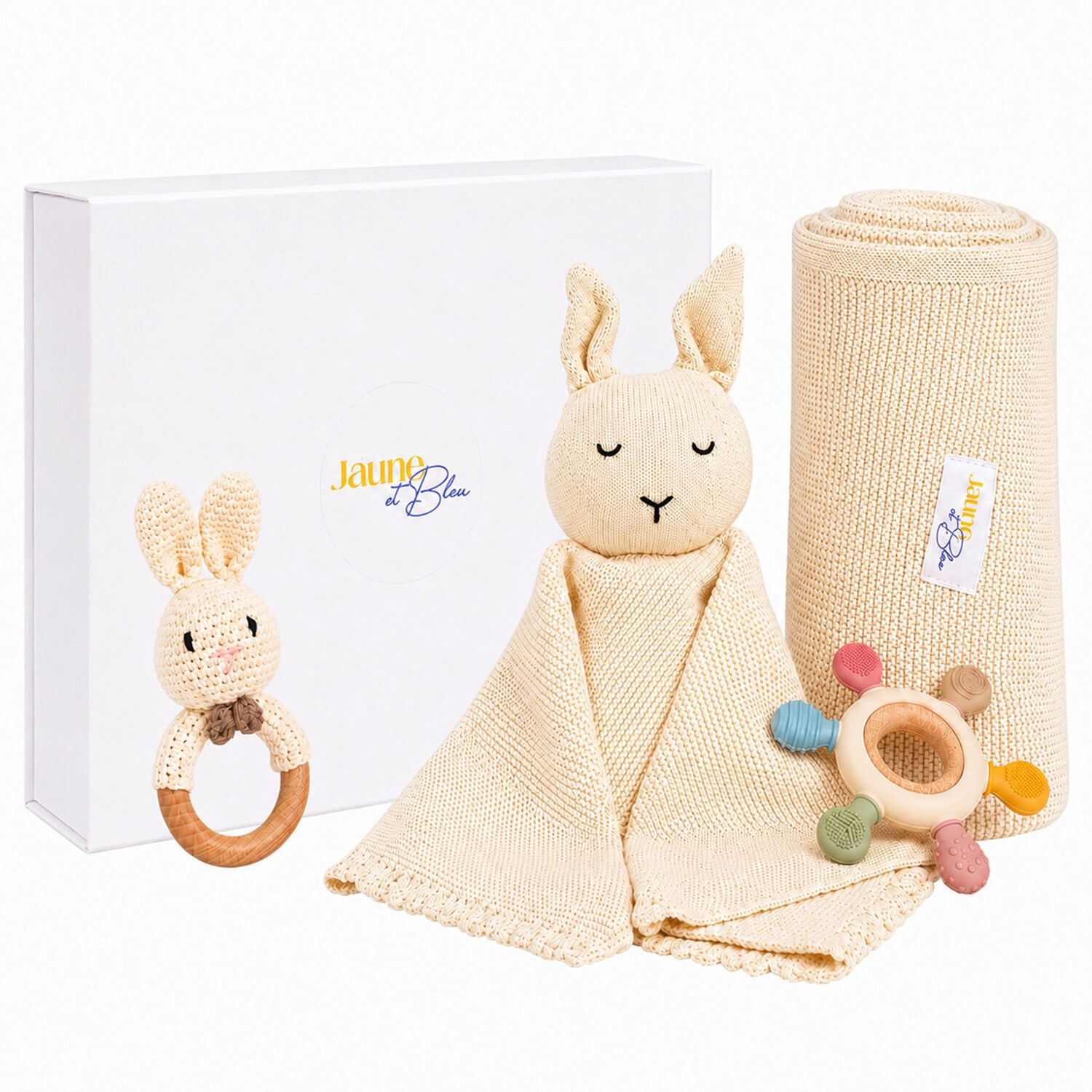 Ivory Baby Blanket & Bunny Comforter Gift Set , 3, hi-res