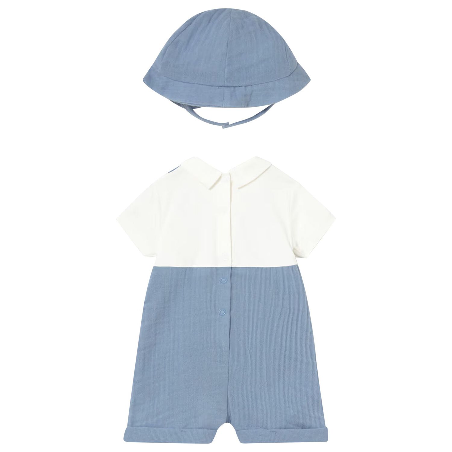 Baby Boys White & Blue Romper Set, 2, hi-res