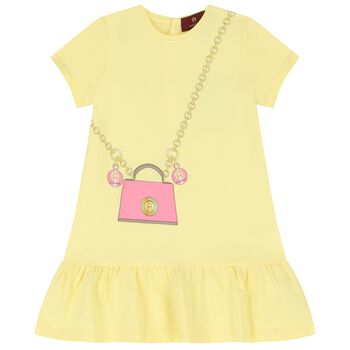 Younger Girls Yellow Logo Bag Dress