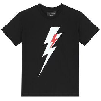 Boys Black Thunder Bolt T-Shirt