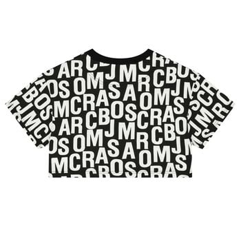 تيشيرت بنات بالشعار باللون الأسود والأبيض