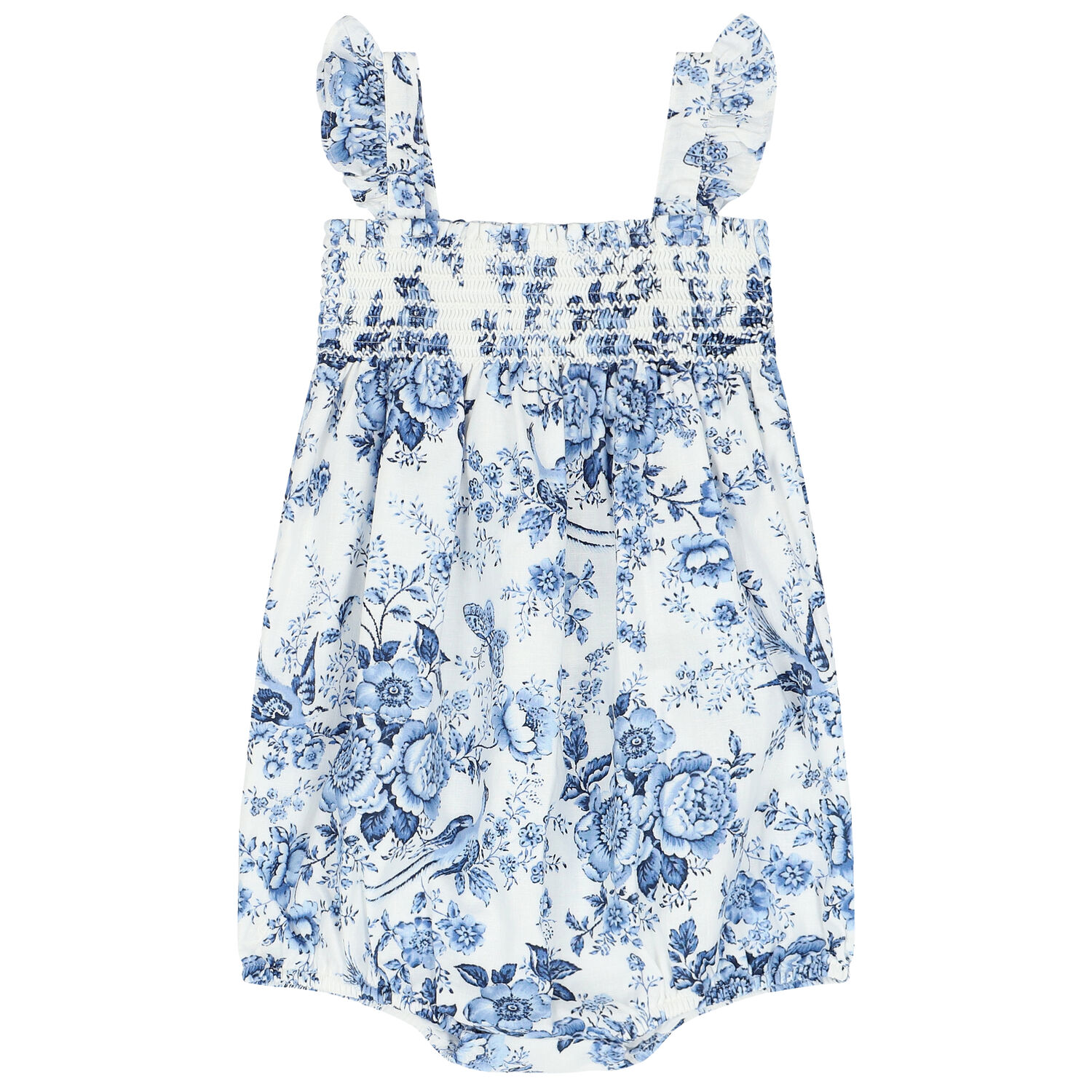 طقم بنات رومبير كتان باللون الأزرق, 1, hi-res